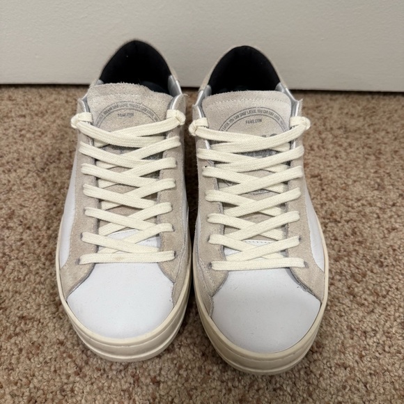 P448 White and Leopard Print Sneakers - Picture 1 of 9